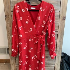 Lush Long Sleeved Floral Wrap Dress
